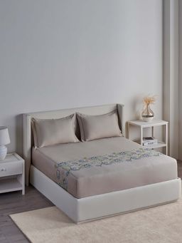 Ddecor Live Beautiful - Excellence Collection Cotton 210Tc Super King Bedsheet With 2 Covers-Grey