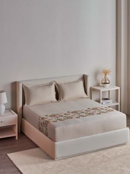 Ddecor Live Beautiful - Excellence Collection Cotton 210Tc Super King Bedsheet With 2 Covers-Beige