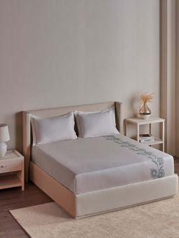 Ddecor Live Beautiful - Excellence Collection Cotton 210Tc Super King Bedsheet With 2 Covers-Grey