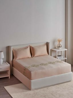 Ddecor Live Beautiful - Excellence Collection Cotton 210Tc Super King Bedsheet With 2 Covers-Orange