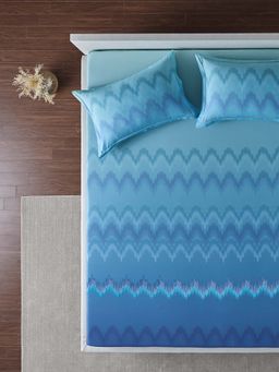 Ddecor Live Beautiful - Insignia Collection Cotton Super King Bedsheet With 2 Pillow Covers-Blue