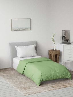 Ddecor Live Beautiful - Creme Collection Cotton Reversible Ac Room 300Gsm Single Winter Quilt-Green
