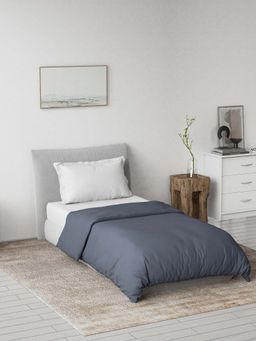 Ddecor Live Beautiful - Creme Collection Cotton Reversible Ac Room 300Gsm Single Winter Quilt-Blue