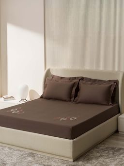 SANSAAR A D'DECOR BRAND LIVE CONSCIOUSLY - Bedsheet Pinecone Brown King Bedsheet with 2 Pillow Covers