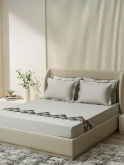 SANSAAR A D'DECOR BRAND LIVE CONSCIOUSLY - Bedsheet Oyster Grey King Bedsheet with 2 Pillow Covers