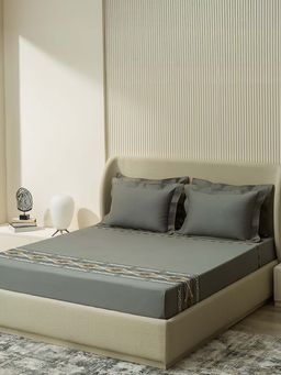 SANSAAR A D'DECOR BRAND LIVE CONSCIOUSLY - Bedsheet Grey Skin King Bedsheet with 2 Pillow Covers