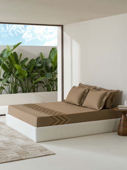 SANSAAR A D'DECOR BRAND LIVE CONSCIOUSLY - Bedsheet Coffee Brown King Bedsheet with 2 Pillow Covers