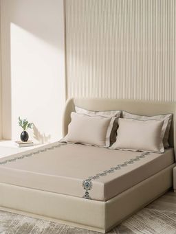 SANSAAR A D'DECOR BRAND LIVE CONSCIOUSLY - Bedsheet Dove Beige King Bedsheet with 2 Pillow Covers