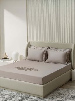 SANSAAR A D'DECOR BRAND LIVE CONSCIOUSLY - Bedsheet Mushroom Grey King Bedsheet with 2 Pillow Covers