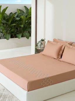 SANSAAR A D'DECOR BRAND LIVE CONSCIOUSLY - Bedsheet Orange King Bedsheet with 2 Pillow Covers