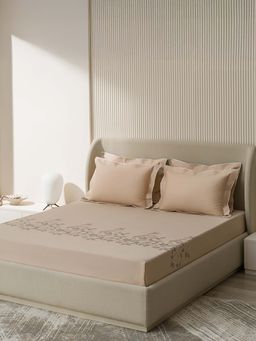 SANSAAR A D'DECOR BRAND LIVE CONSCIOUSLY - Bedsheet Creme Beige King Bedsheet with 2 Pillow Covers