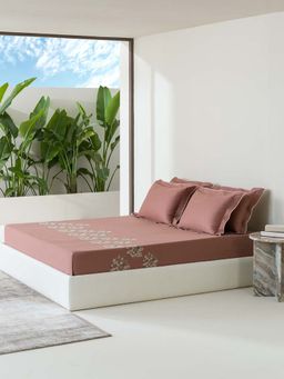 SANSAAR A D'DECOR BRAND LIVE CONSCIOUSLY - Bedsheet Rose Red King Bedsheet with 2 Pillow Covers