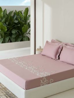 SANSAAR A D'DECOR BRAND LIVE CONSCIOUSLY - Bedsheet Orchid Pink King Bedsheet with 2 Pillow Covers