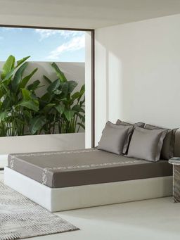 SANSAAR A D'DECOR BRAND LIVE CONSCIOUSLY - Bedsheet Cement Brown King Bedsheet with 2 Pillow Covers