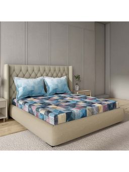 GM - 100% Cotton Multi-Color Digital Printed 144TC King Bedsheet with 2 Pillow Covers