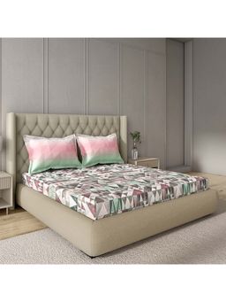 GM - 100% Cotton Multi-Color Digital Printed 144TC King Bedsheet with 2 Pillow Covers