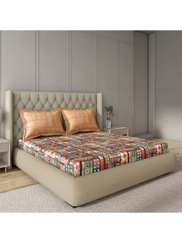 GM - 100% Cotton Multi Digital Printed 144TC King Bedsheet with 2 Pillow Covers