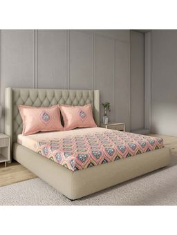 GM - 100% Cotton Blush Digital Printed 144TC King Bedsheet with 2 Pillow Covers