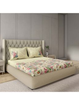 GM - 100% Cotton Multi Colour Digital Printed King Bedsheet with 2 Pillow Covers