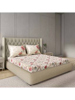 GM - 100% Cotton Pink Digital Printed 144TC King Bedsheet with 2 Pillow Covers