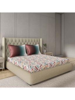 GM - 100% Cotton Multi Colour Digital Printed King Bedsheet with 2 Pillow Covers