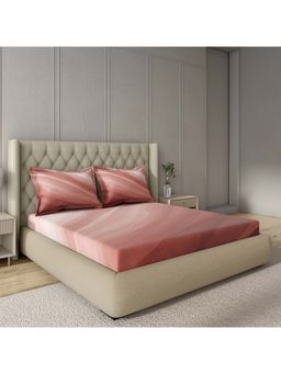 GM - 100% Cotton Peach Digital Printed 144TC King Bedsheet with 2 Pillow Covers
