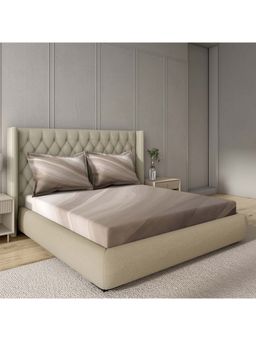 GM - 100% Cotton Brown Digital Printed 144TC King Bedsheet with 2 Pillow Covers