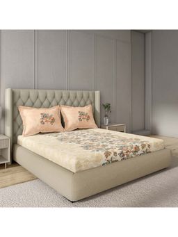 GM - 100% Cotton Peach Digital Printed 144TC King Bedsheet with 2 Pillow Covers