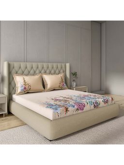 GM - 100% Cotton Multi Colour Digital Printed King Bedsheet with 2 Pillow Covers