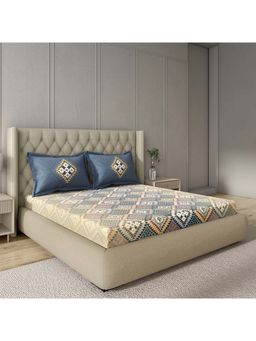 GM - 100% Cotton Multi Colour Digital Printed King Bedsheet with 2 Pillow Covers