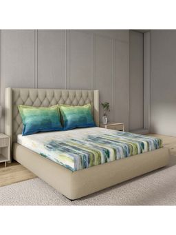 GM - 100% Cotton Multi-Color Digital Printed 144TC King Bedsheet with 2 Pillow Covers