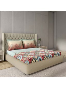 GM - 100% Cotton Multi Colour Digital Printed King Bedsheet with 2 Pillow Covers