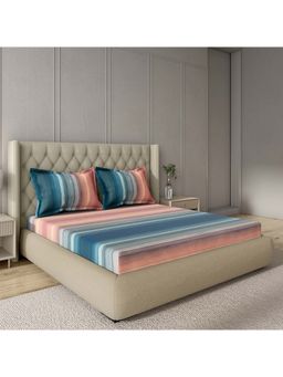 GM - 100% Cotton Peach Digital Printed 122Tc King Bedsheet with 2 Pillow Covers