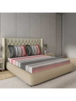 GM - 100% Cotton Pink Digital Printed 144TC King Bedsheet with 2 Pillow Covers