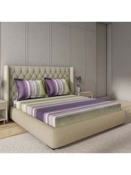 GM - 100% Cotton Mint Green Digital Printed 144TC King Bedsheet with 2 Pillow Covers