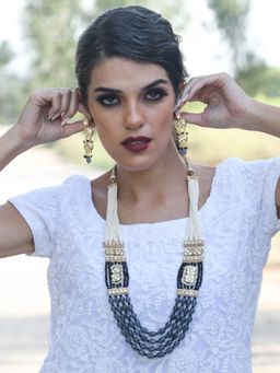 Odette - Gorgeous Black And Grey Necklace Set of 2 For Women