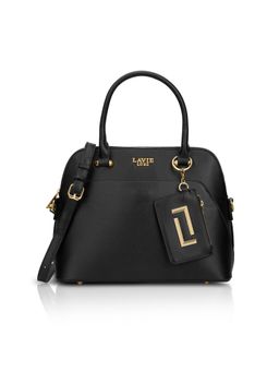 Lavie Luxe - Women's Duo Valle-Black Satchel with Detachable Strap and Pouch (Medium)