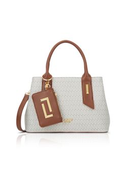 Lavie Luxe - Women's Monogram Rumba25 Satchel with Detachable Strap and Pouch-Off White (Medium)