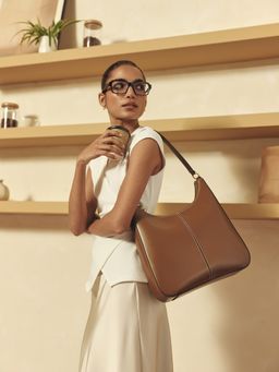 MIRAGGIO - Brown Juno Solid Hobo Bag (Medium)