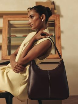 MIRAGGIO - Wine Juno Solid Hobo Bag (Medium)