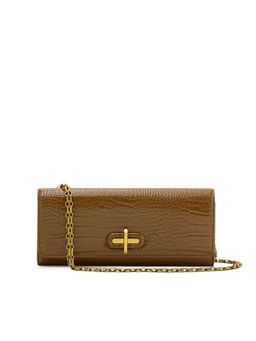 MIRAGGIO - Brown Cecilia Clutch With Detachable Strap (Medium)