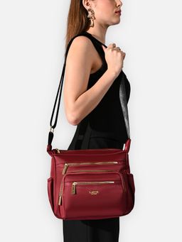 Lavie Luxe - Women's Zylo 7-Compartment Sling Bag-Maroon (Large)