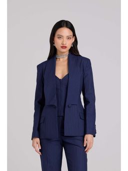 Qua - Shawl Collar Pinstripe Blazer
