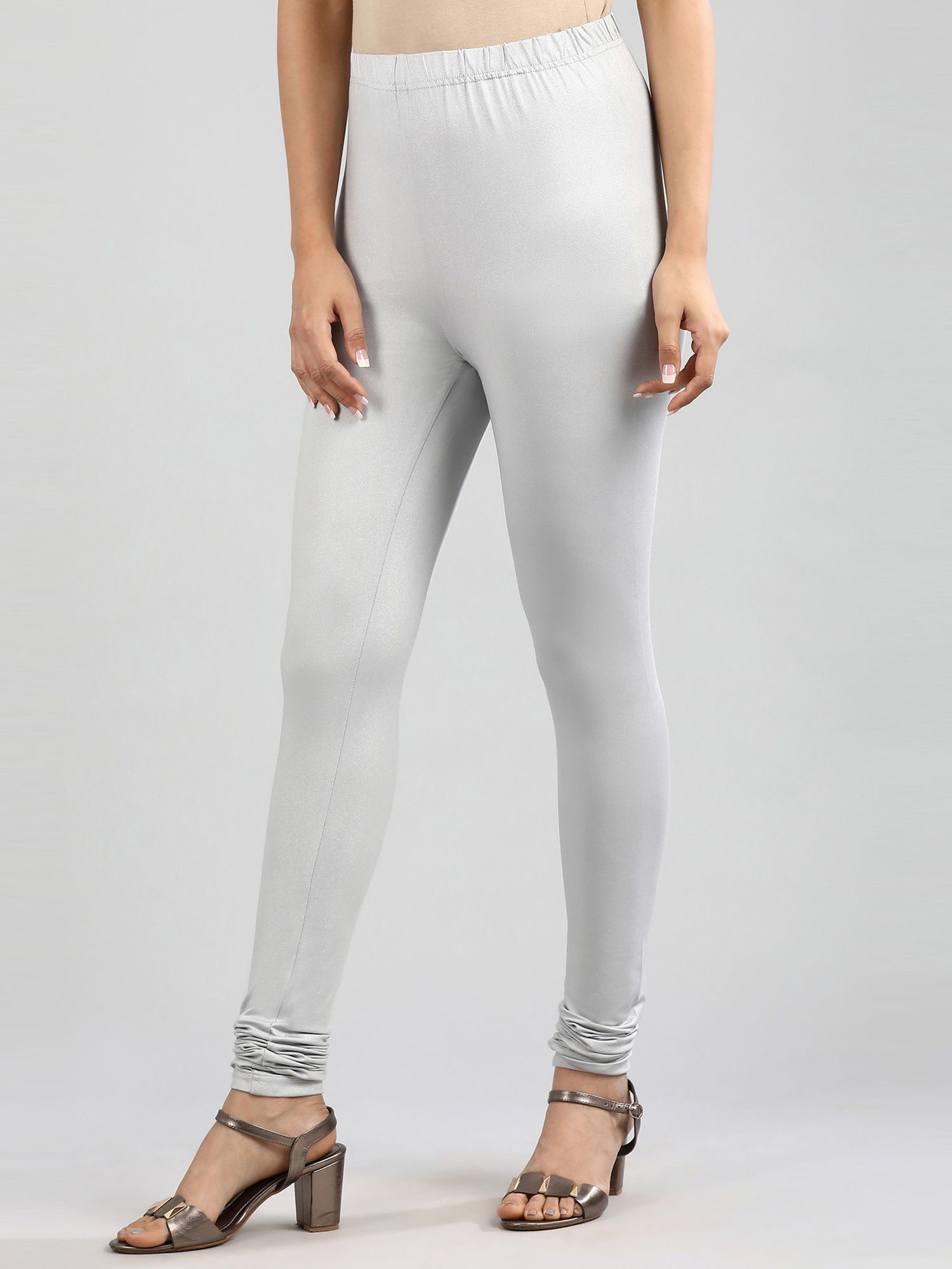 Buy Aurelia Silver Solid Churidar 
