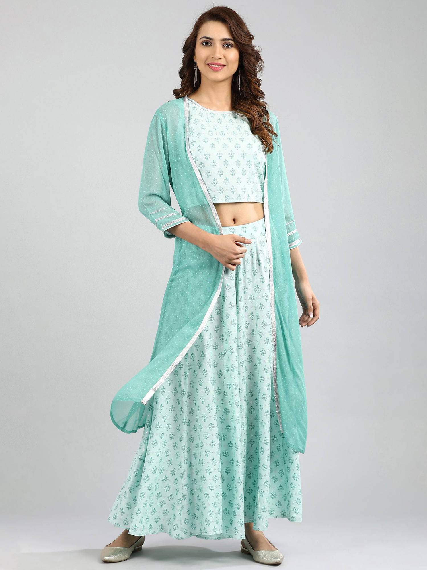 Aurelia Turquoise Printed Ethnic Top 