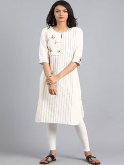 W - Women White Printed Kurta