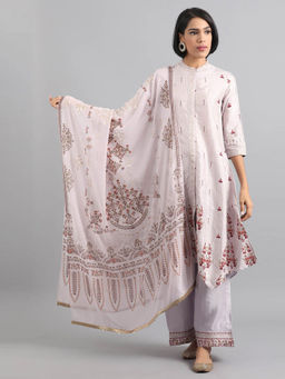 W - Lavender Printed Dupatta
