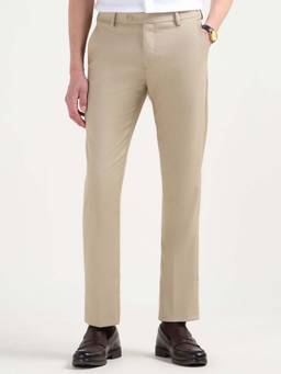 Arrow - Men Beige Textured Dobby Trouser