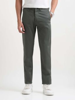 Arrow Sports - Men Green Solid Super Slim Fit Cotton Trouser