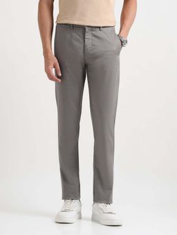 Arrow Sports - Men Grey Solid Super Slim Fit Cotton Trouser